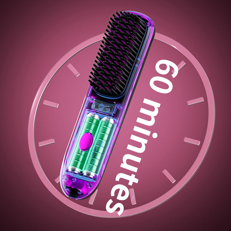 Wireless straight hair comb with charging holder