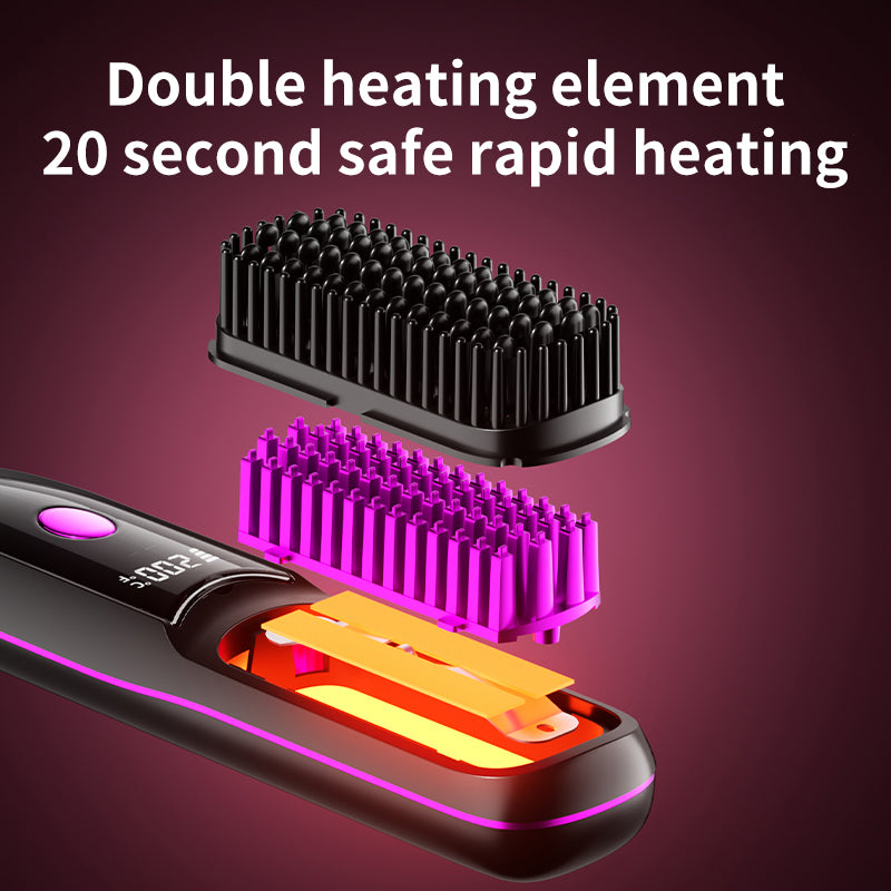 Wireless straight hair comb with charging holder
