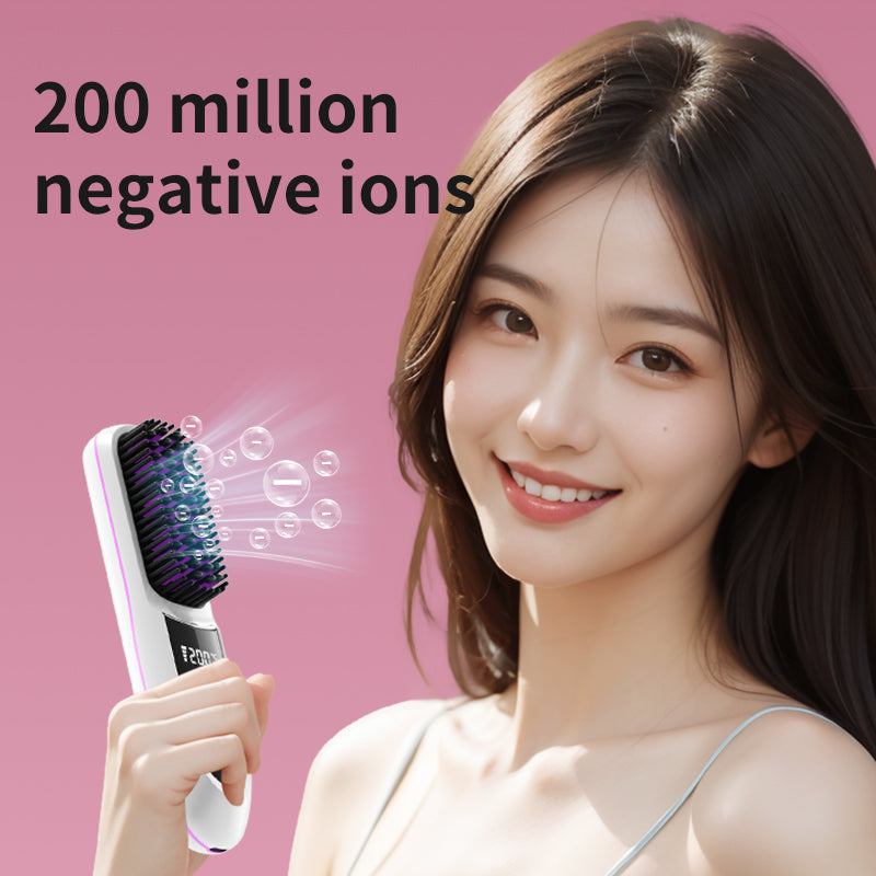 Wireless straight hair comb with charging holder