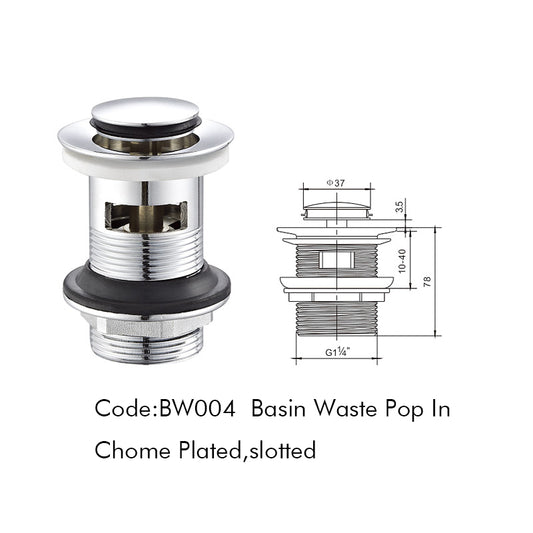 Basin Waste Pop In slotted