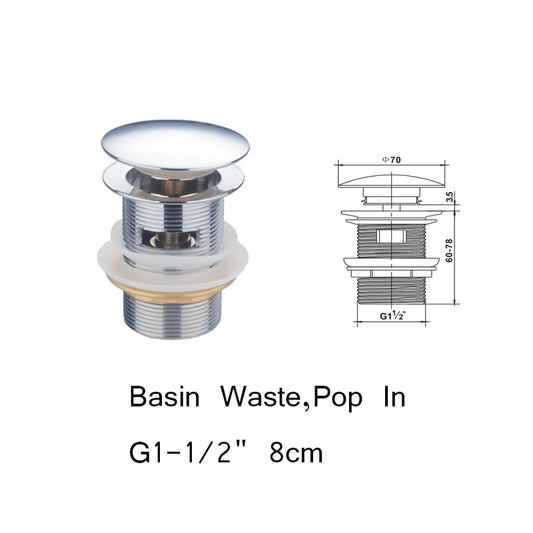 G1-1/2'' 8mm Basin Waste Pop In slotted