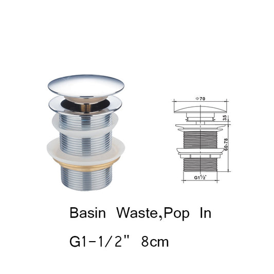 G1-1/2'' 8mm Basin Waste Pop In Unslotted
