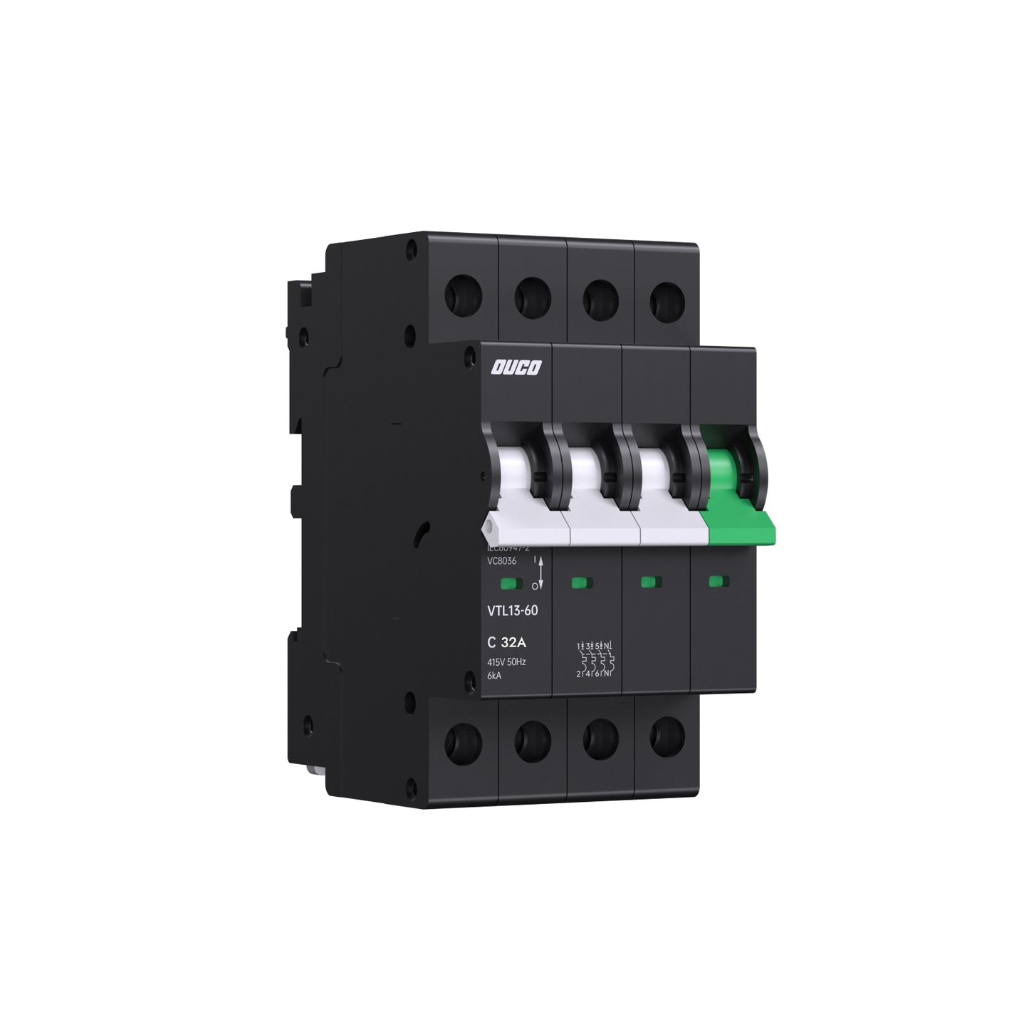 Dual Mount 13mm MCBs -63A 1P/2P/3P/4P（C curve）