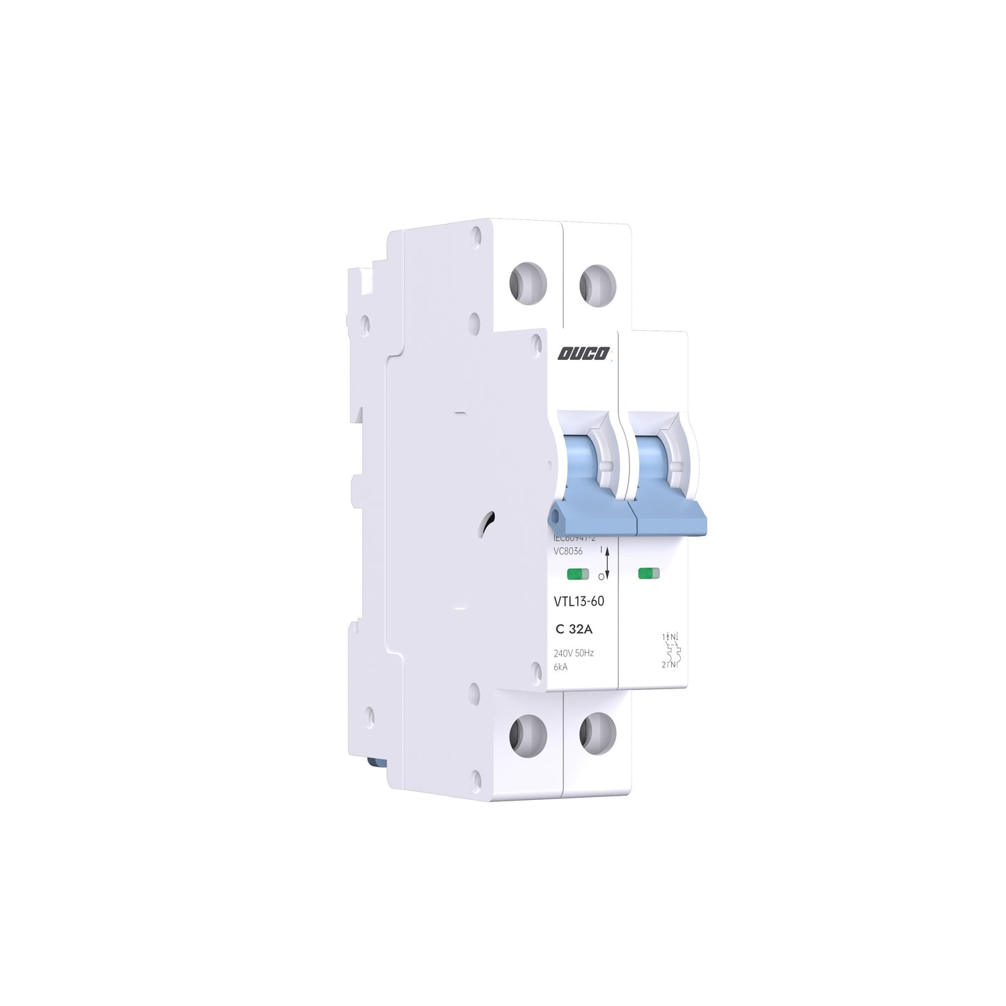 Dual Mount 13mm MCBs 63A 1P/2P/3P/4P（C curve）