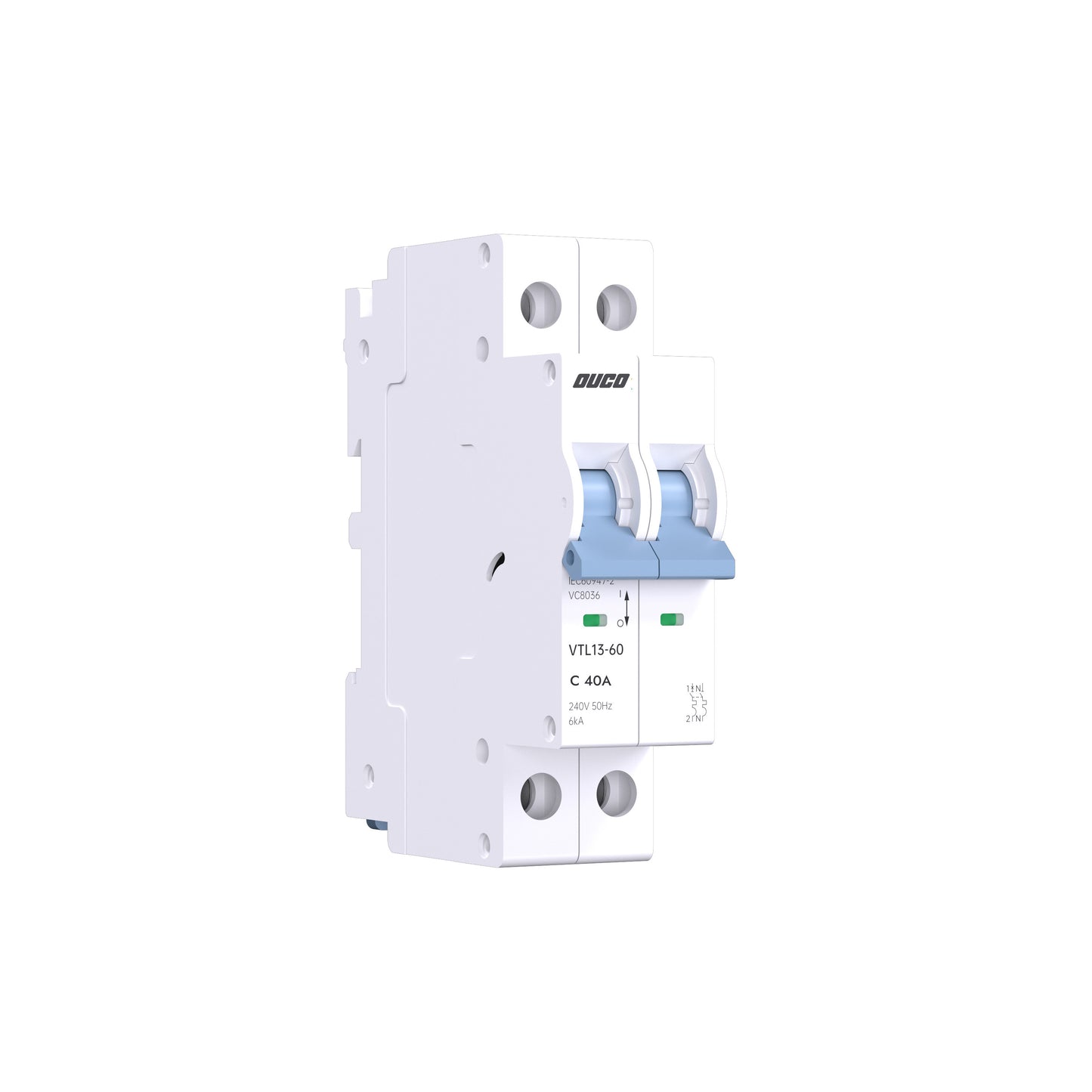 Dual Mount 13mm MCBs 63A 1P/2P/3P/4P（C curve）