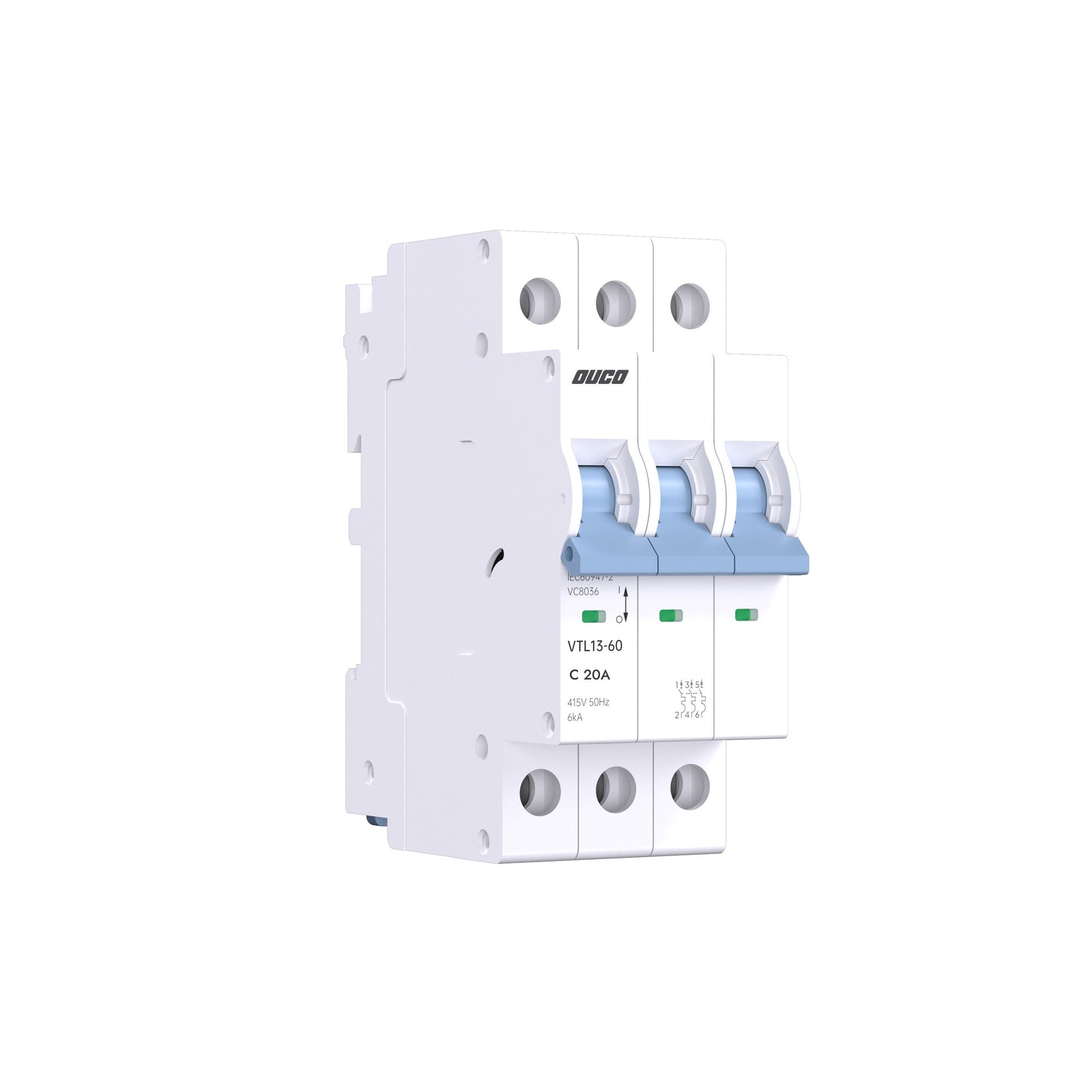 Dual Mount 13mm MCBs 63A 1P/2P/3P/4P（C curve）