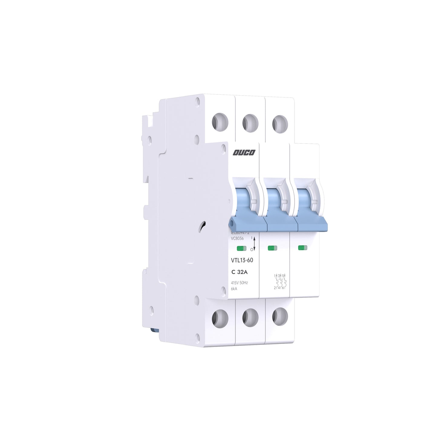 Dual Mount 13mm MCBs 63A 1P/2P/3P/4P（C curve）