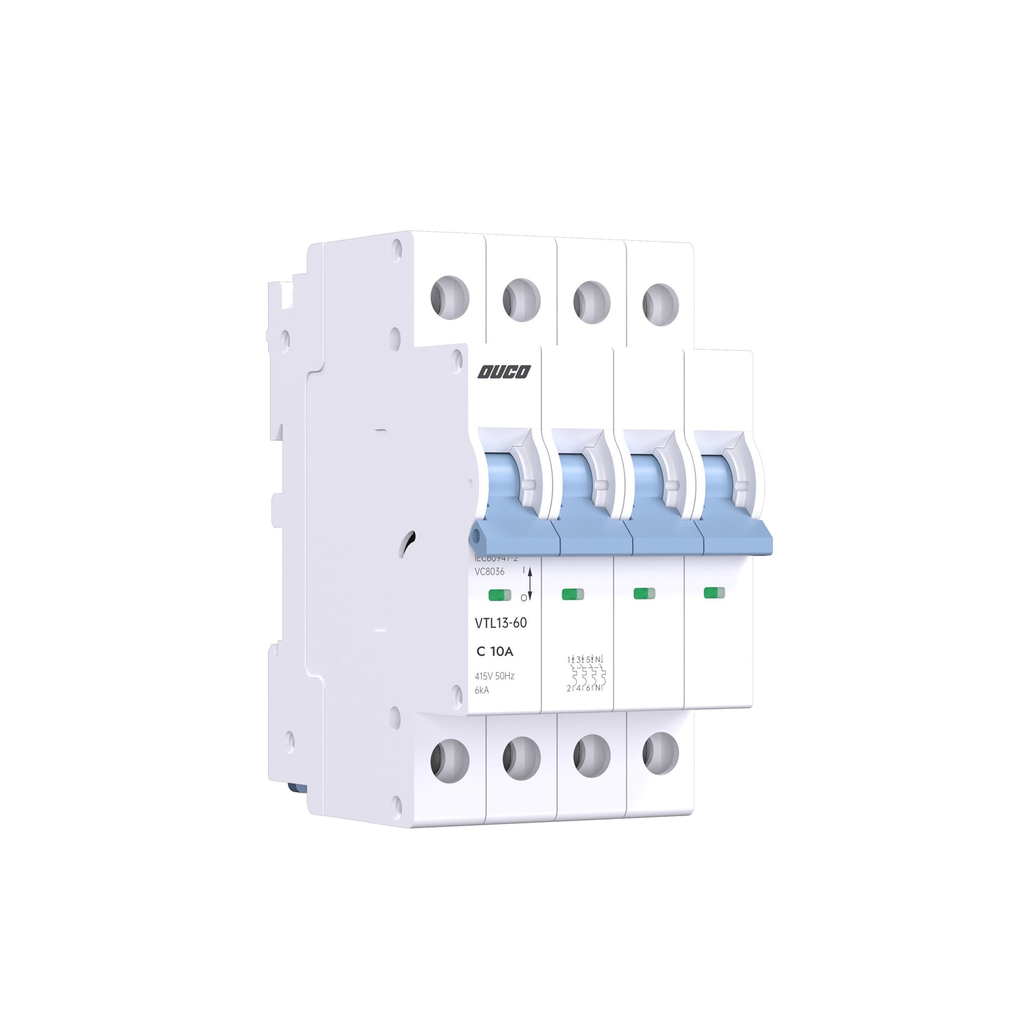 Dual Mount 13mm MCBs 63A 1P/2P/3P/4P（C curve）