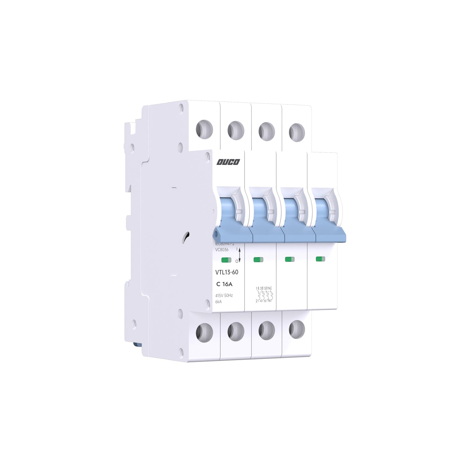 Dual Mount 13mm MCBs 63A 1P/2P/3P/4P（C curve）