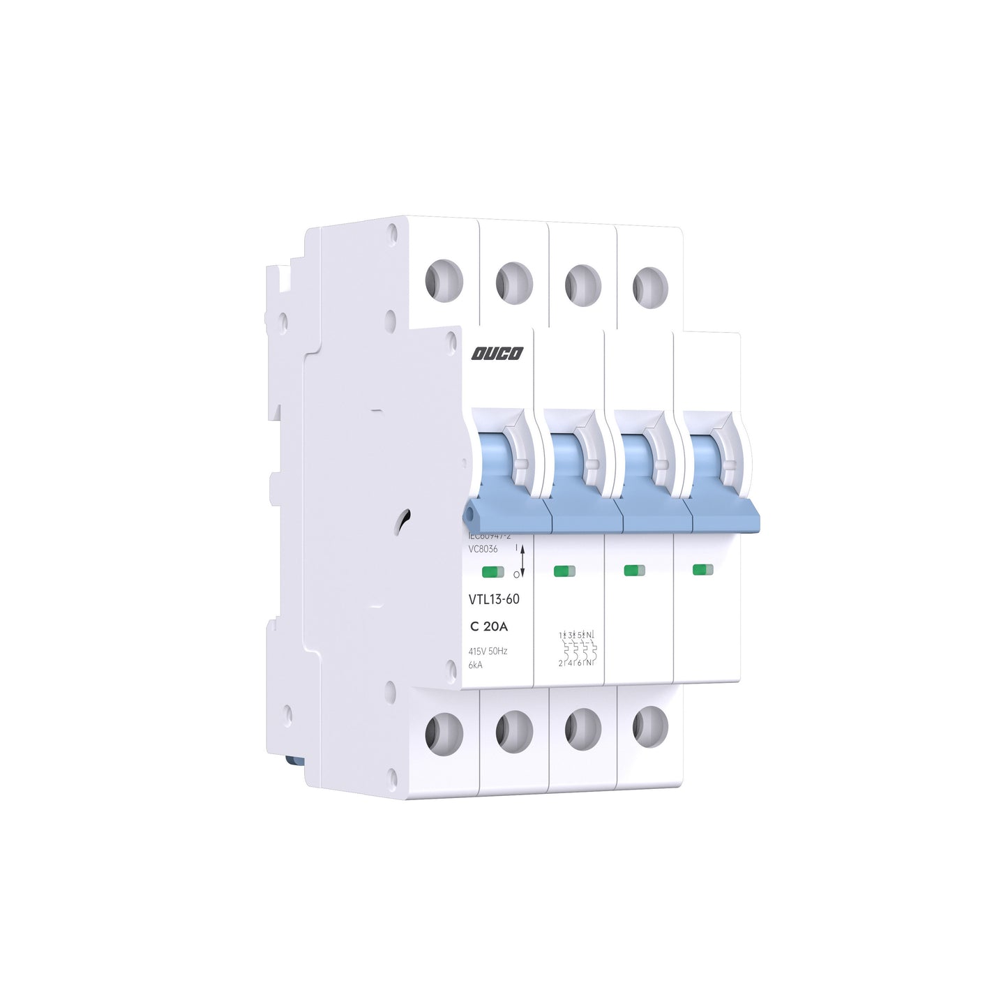 Dual Mount 13mm MCBs 63A 1P/2P/3P/4P（C curve）