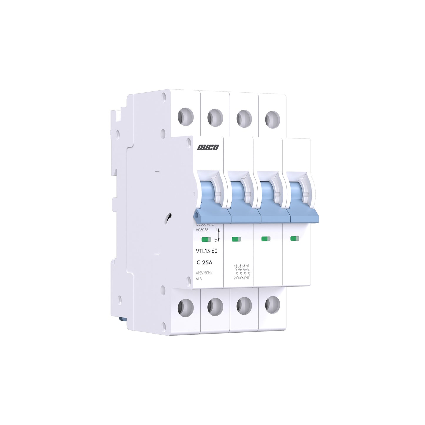Dual Mount 13mm MCBs 63A 1P/2P/3P/4P（C curve）