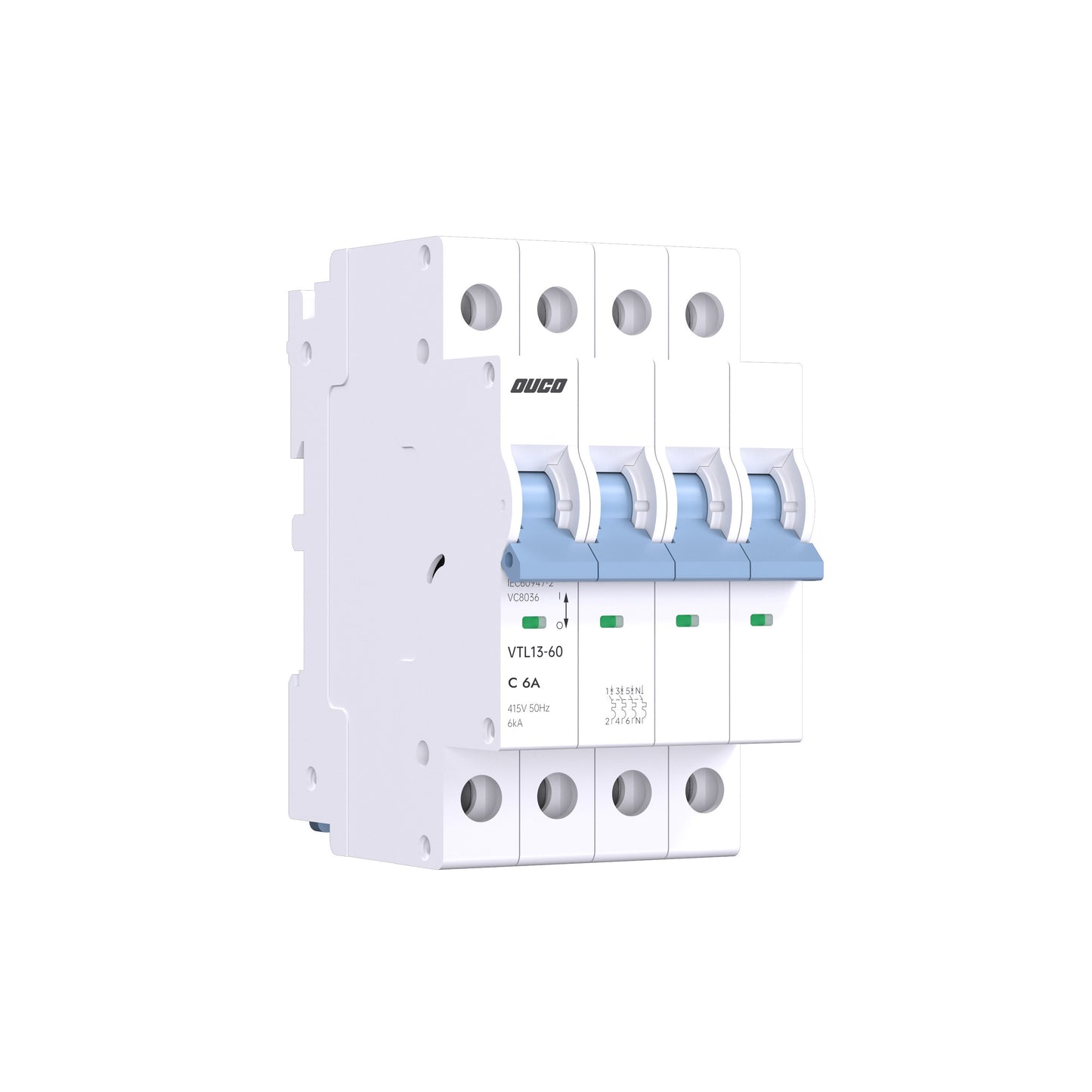 Dual Mount 13mm MCBs 63A 1P/2P/3P/4P（C curve）
